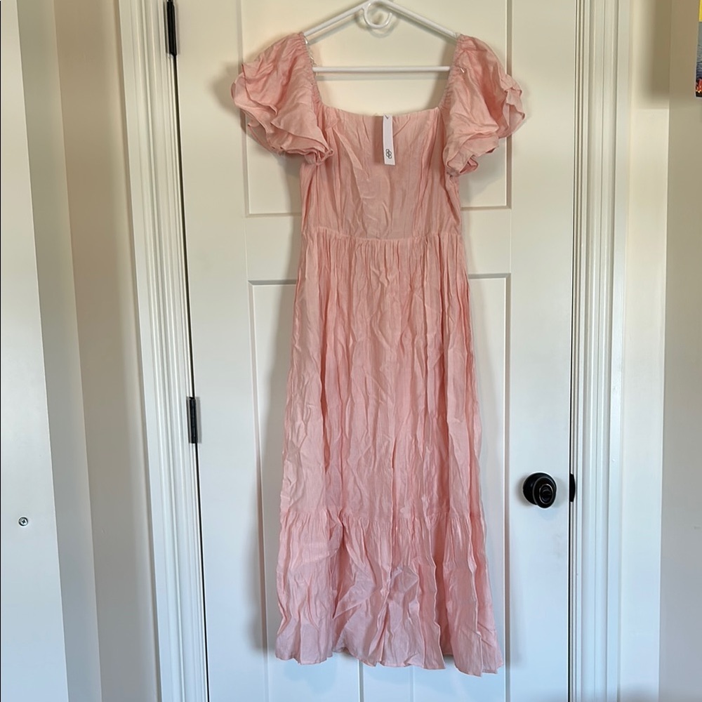 Baltic Born Blush Pink Ruffled Midi Dress